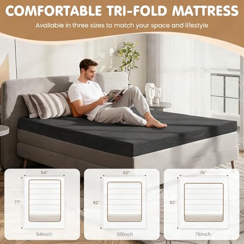 5-in-1 Corduroy Convertible Sofa Bed, Tri-Fold Futon Sleeper Couch