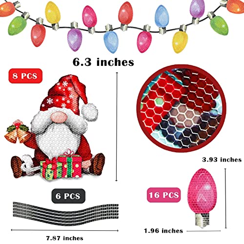BORAMDO Gnome Christmas Reflective Car Magnets Set - 30Pcs, Variation Gnome-01