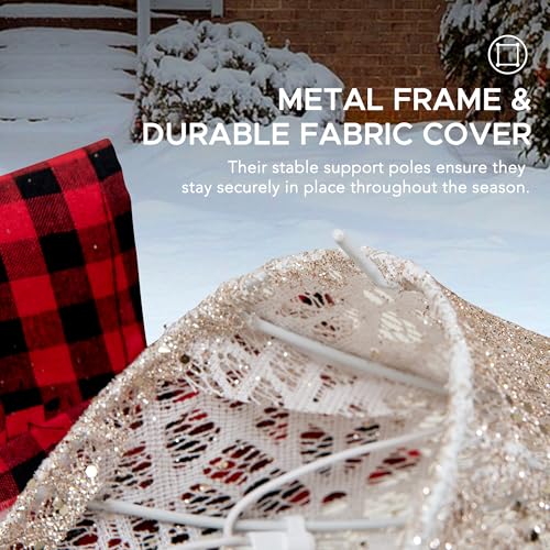 SUNJOY 2-Pack Lying Deer Christmas Holiday Decor with Lights, 3D Tinsel Santa Indoor Outdoor