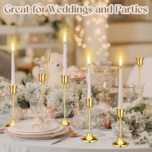 24PCS Vintage Gold Taper Candle Holders Set - Elegant Table Centerpiece