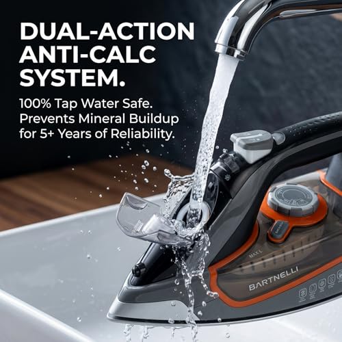Bartnelli Pro Luxury Steam Iron - 1700W Commercial Iron with Ceramic Soleplate