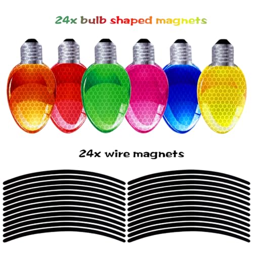 JoFAN Car Christmas Light Bulb Magnets - Reflective Holiday Decor Set