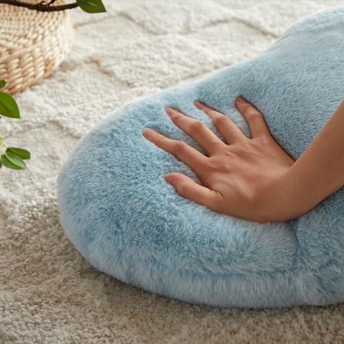 Heart Shaped Throw Pillow, Ultra Soft Faux Rabbit Fur Cushion, 10x13 Inch