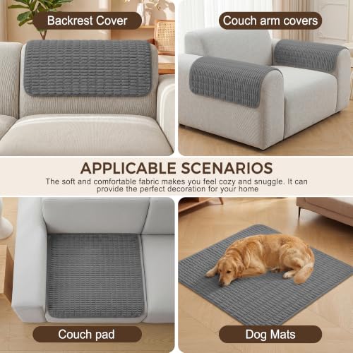 Couch Arm Covers Set of 2 - Dark Grey, Cat Scratch Resistant