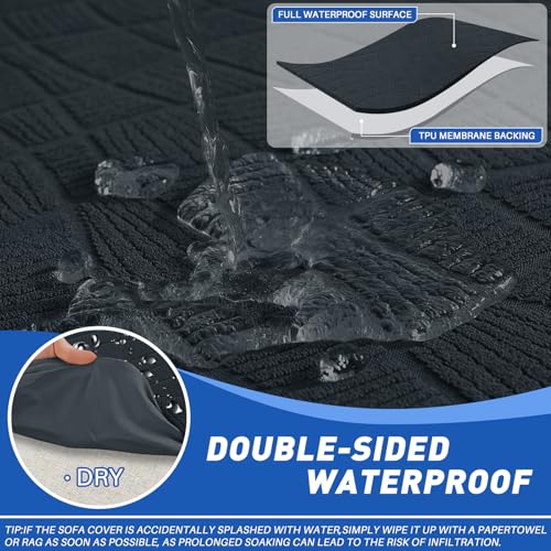 Waterproof Recliner Chair Covers - 3-Piece Washable Protector with Pockets
