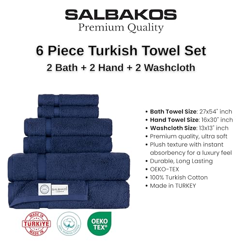 6-Piece Turkish Cotton Towel Set - Premium Absorbent Bath & Hand Towels
