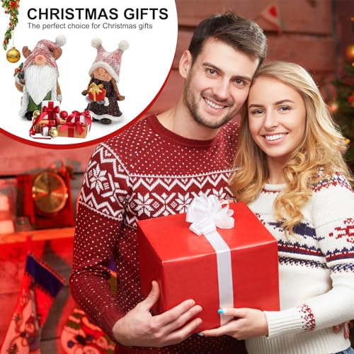 Zonling Christmas Gnomes 2 Pack Hand-Painted Figurines, Red - Table Decor Holiday Ornaments