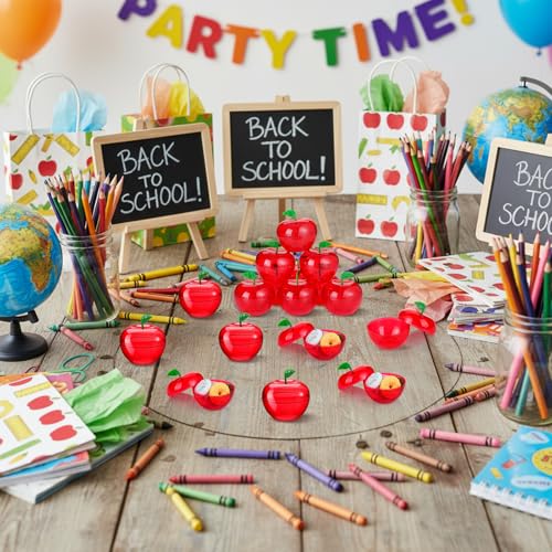 50 Pack Plastic Apple Containers - Cute Party Favor Jars