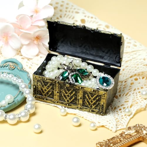 6-Piece Mini Pirate Treasure Chests - Vintage Plastic Storage Boxes