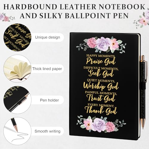 Black Christian Gift Set with Water Bottle, Notepad, Pens & Cosmetic Bag