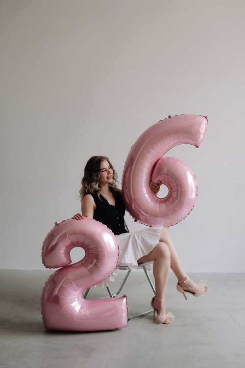 Foil 50 Number Balloon - 40 Inch Pastel Pink 50th Birthday Party Decoration for Men & Women