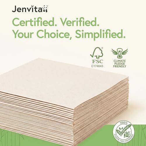 Jenvita 250 Pack Bamboo Cocktail Napkins 2-Ply 4.5 x 4.5 Inch Eco Friendly