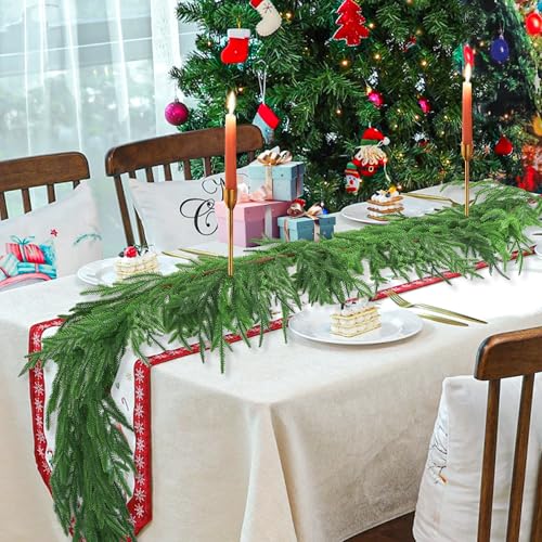 Envotek 9 FT Mixed Green Norfolk Pine Garland Artificial Holiday Decor for Indoor & Outdoor Christmas