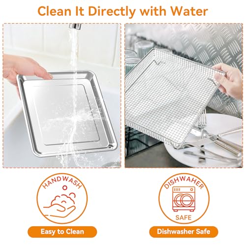 Stainless Steel Air Fryer Tray, 12.4" x 11" Oven Replacement Baking Pan