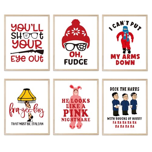 Homythe Christmas Story Wall Art Prints Set of 6 - Holiday Home Decor, 8x10 Inches, Unframed