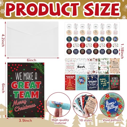 Dunzoom 100-Count Christmas Employee Appreciation Cards with Envelopes & Stickers (Traditional)