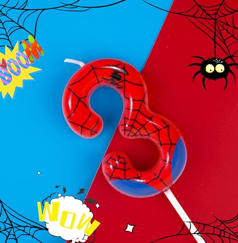 Spider Cartoon Number 3 Birthday Candle - 2.76 Inch Cake Topper with Holder