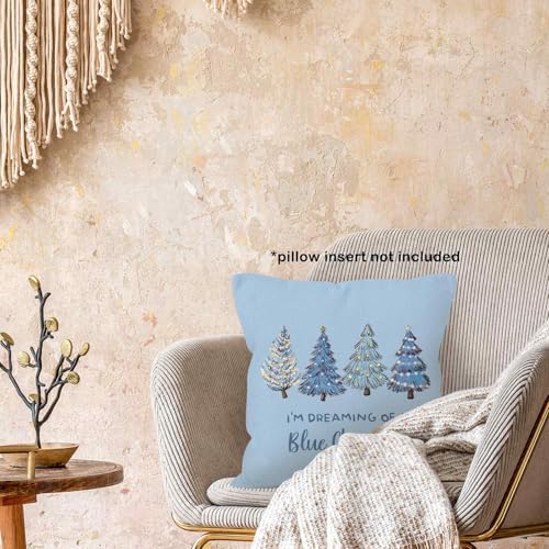 MONALET Blue Winter Christmas Throw Pillow Cover 18x18in | I'm Dreaming of a Blue Christmas