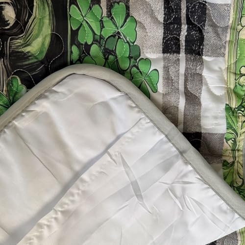 St. Patrick's Day King Quilt Set - 3-Piece Shamrock Patchwork Bedding
