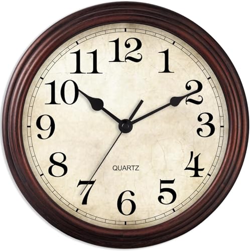 9-Inch Vintage Bronze Wall Clock – Silent Non-Ticking Battery Operated