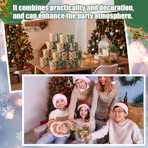 Qinyoung Rustic 8oz Christmas Kraft Paper Cups, 120 Pack (6 Styles) – Festive Hot Drinks