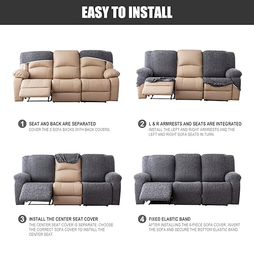Recliner Sofa Slipcover 5-Piece Stretch Cover for 3-Seat Couch