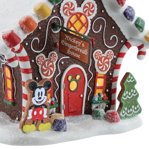 Disney Village Mickey Mouse Gingerbread House Lit Porcelain Building