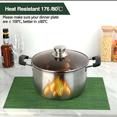Green Vinyl Placemats Set of 8 - Wipe Clean, Heat Resistant, Washable Table Mats