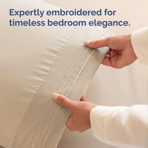 King Standard Pillow Cases - Soft Hotel Quality Pillowcase Covers | Comfy & Machine Washable - 4 Piece Set in Cream