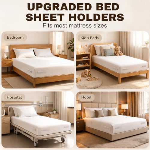 Fitted Sheet Holder Straps, 4 Pack Non-Slip Clips for All Mattress Sizes