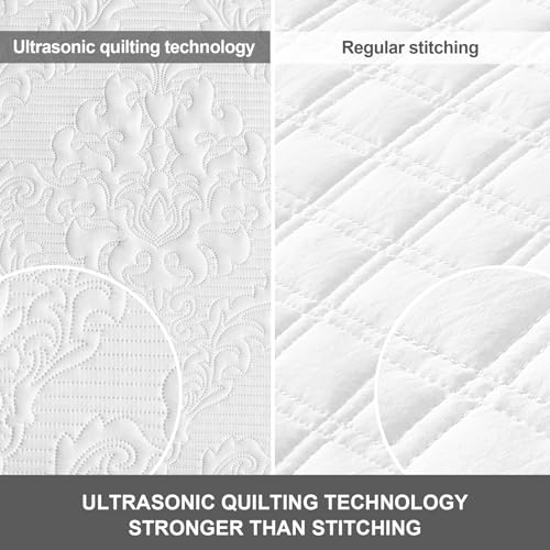 Hansleep White Queen Quilt Set - Soft Lightweight Bedspread Coverlet 3-Piece