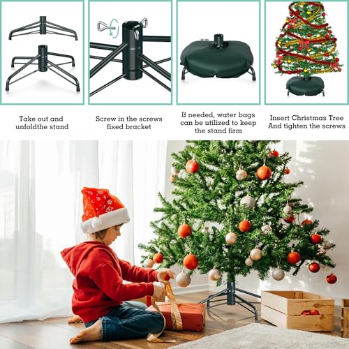Hemndic 15.5 Inch Christmas Tree Stand for 4-6 Ft Artificial Trees - Stable Metal Base with Folding Design