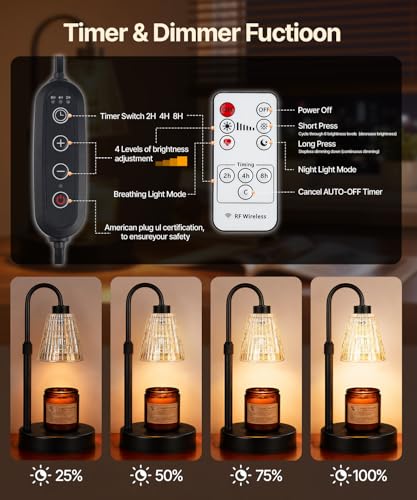 Candle Warmer Lamp with Timer & Remote Control - Adjustable Height