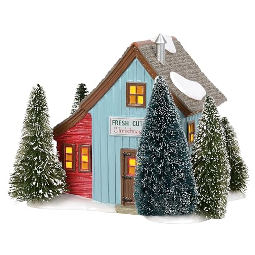 Snow Village Tree Lot Lit Building - 6.3 Inch Multicolor Holiday Decor