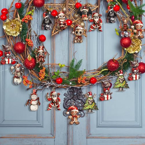Soaoo 36 Pcs Christmas Horror Ornaments – Assorted Gingerbread Man, Snowman & More (12 Styles)