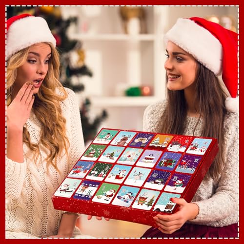 Novelty Christmas Socks Advent Calendar 24 Pairs for Men Women - Holiday Gift Set