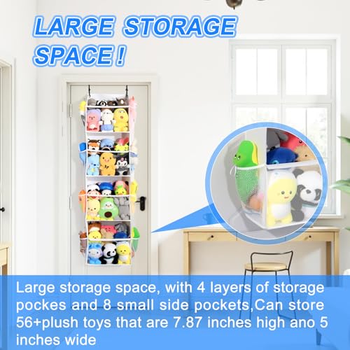 Over-the-Door Stuffed Animal Storage Organizer with 4 Clear Tiers