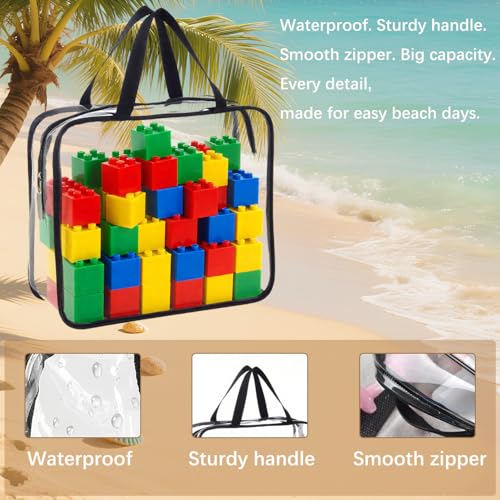8 Pack Clear Toy Storage Bags with Labels and Zipper, Waterproof PVC