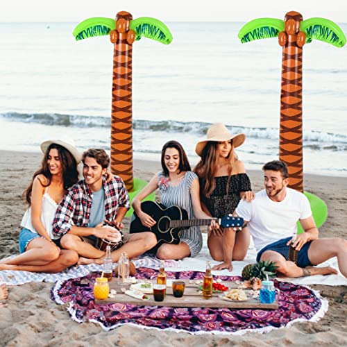 6 Ft Giant Inflatable Palm Trees (2-Pack) - Tropical Luau Party Decor