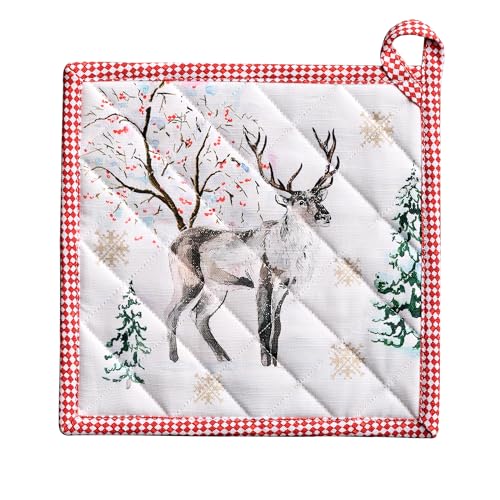 Maison d' Herm ine Pot Holders 8" x 8" Cotton, Pack of 1 — Rural Christmas 079