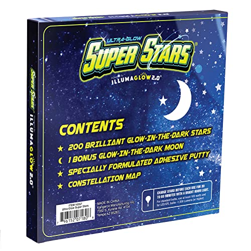 Glow in the Dark Stars for Ceiling & Wall - 200 Pc Decor Set with Star Map