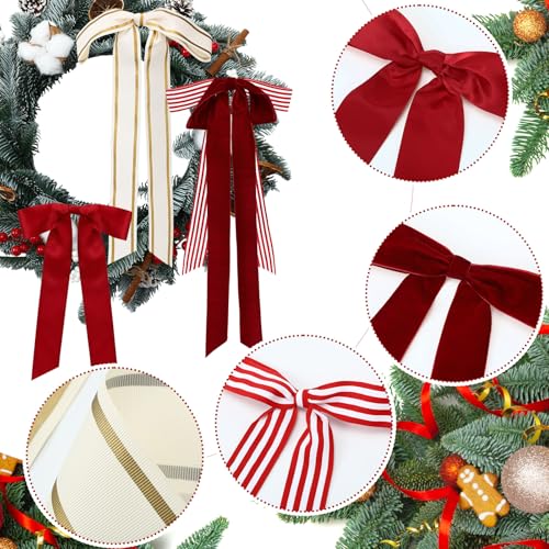 Elegant 8-Piece Christmas Wreath Bows Set – Velvet & Polyester, 13.8-17.7 in, Suncalla