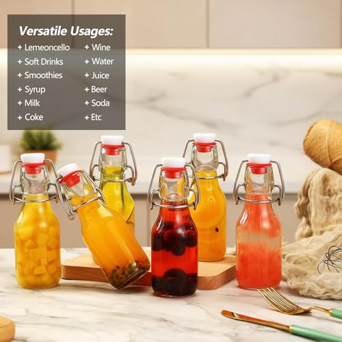 24 Pack 4oz Swing Top Glass Bottles with Lids Airtight Flip Top