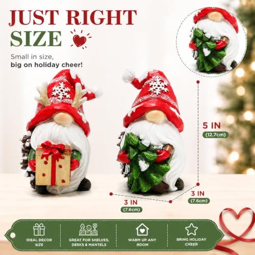 Hodao Red Gnome Figurines Set of 2 – Christmas Indoor Holiday Decor