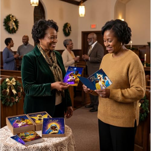 Dunzoom 120-Pack African American Nativity Christmas Cards Set — 8 Designs, 15 Each (Includes Envelopes & Stickers) Black Nativity