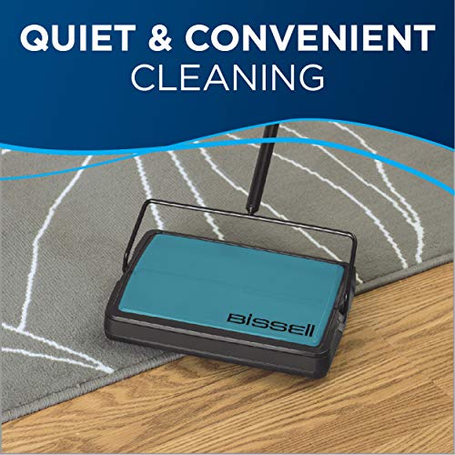 Compact Manual Carpet and Floor Sweeper, Lightweight Cordless Design