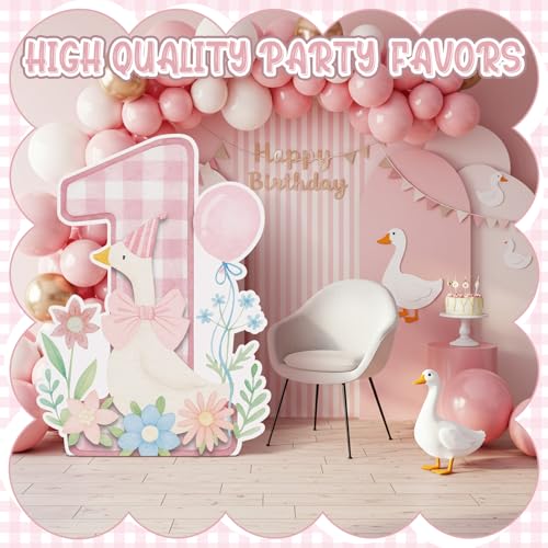Silly Goose 1st Birthday Backdrop Cardboard Cutout, 3ft Pink Party Prop