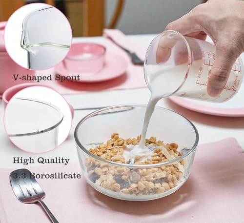 Borosilicate Glass Measuring Cup Set with Pour Spout, 3-Piece (2oz, 4oz, 8oz)
