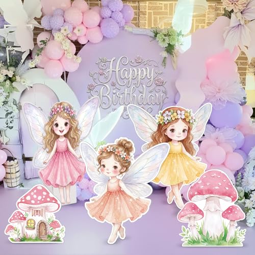 5 Pcs Large Fairy Cardboard Cutouts, Woodland Birthday Party Yard Signs