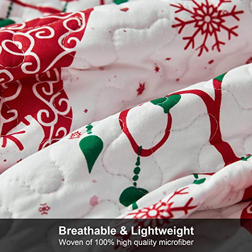 Hansleep Red Reindeer Queen/Full Christmas Quilt Set 90x96 in Bedding